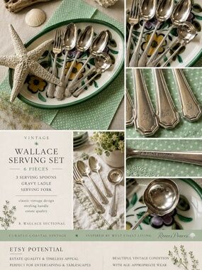 Vintage Wallace Serving Set | Silverplate Hostess Flatware | 6 Pce